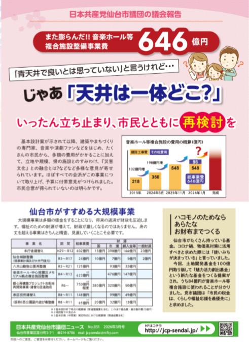 第１回定例会　市議団ニュースNo８５１